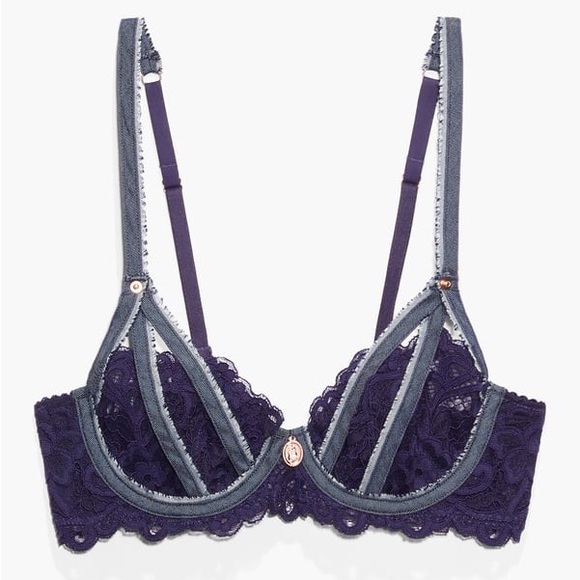 NEW! Savage X FENTY Sexy Distressed Denim Detail Vintage-feel Lined Bra - Picture 1 of 9